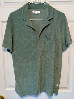 Vintage Summer Terrycloth Polo Shirt in Sage Green